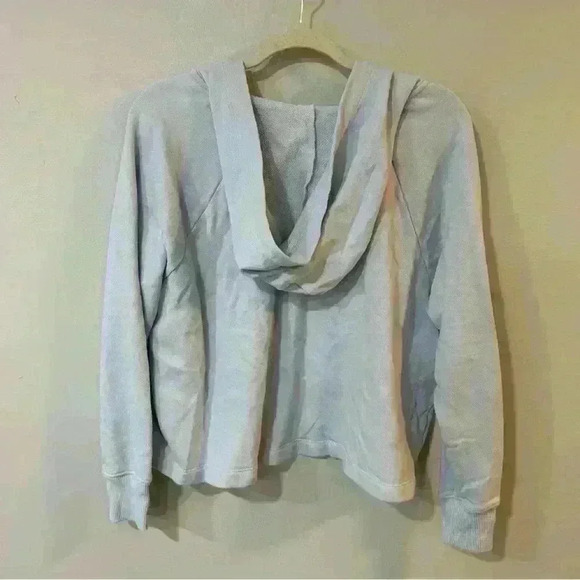Aerie Lace Up Cropped Light Blue Pullover Oversized Hoodie Women’s Size Small - Picture 5 of 7